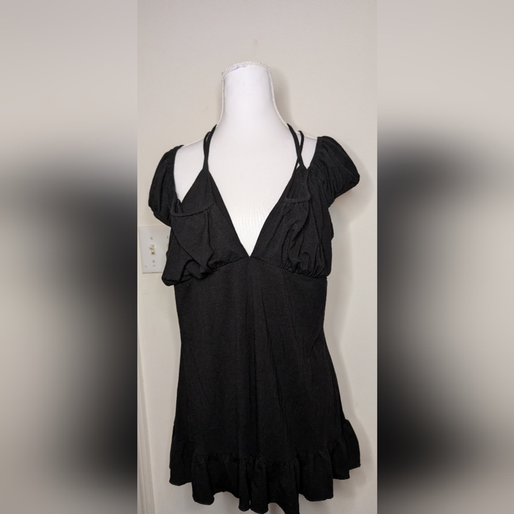 Y2K No Boundaries Juniors Boho Cinch Double Tie Top